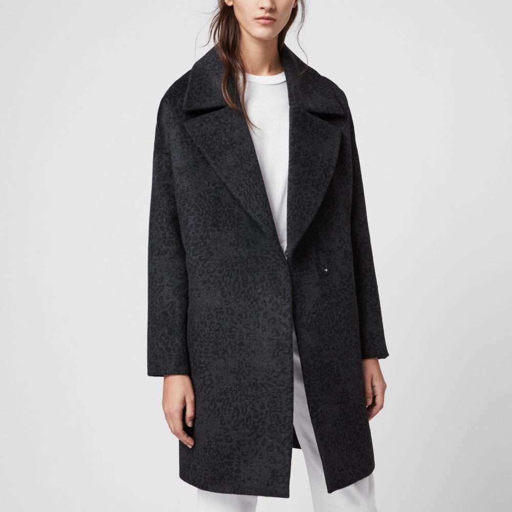 AllSaints Leopard Wool Coat